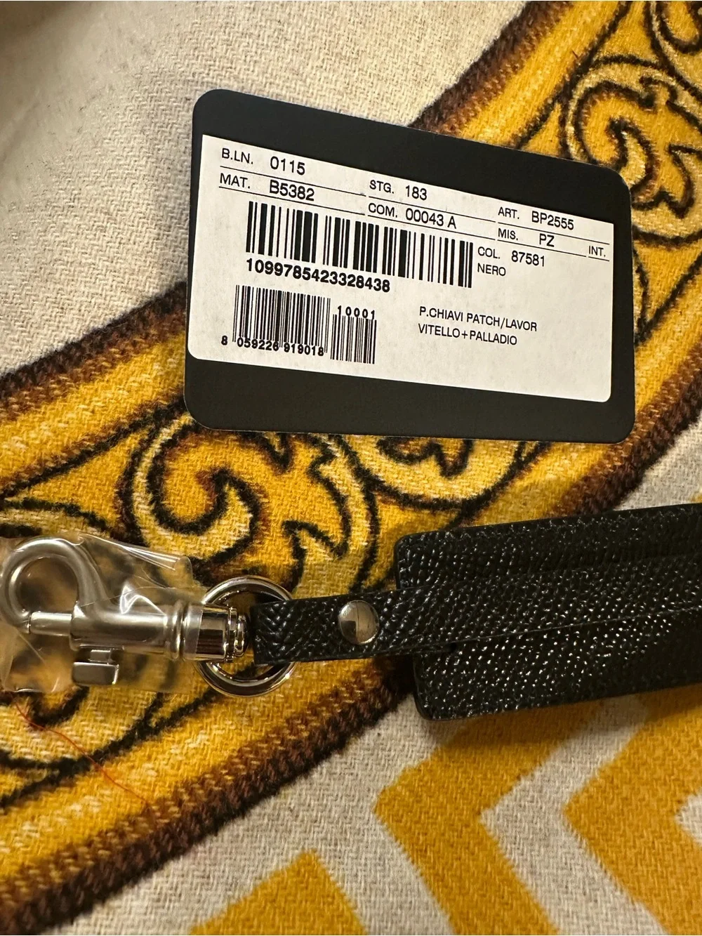 Dolce & Gabbana Black D&G Calfskin Leather Keychain NWT